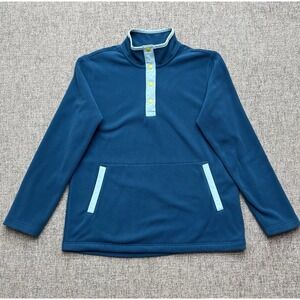 Duluth‎ Trading Women's Doubleback Printed Fleece Pullover ZG3 Blue Medium